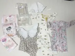 ベビー服•哺乳瓶セット（夏用スワドル・服・帽子・直付け哺乳瓶）