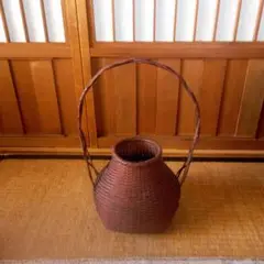 m-1840 竹細工 花入れ籠 銘入り Yahoo!オークション -「竹籠 在銘」の落札相場・落札価格