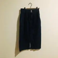 【ロングスカート】デニム　タイト　スリット　ウエストゴム　綿100% Fサイズ