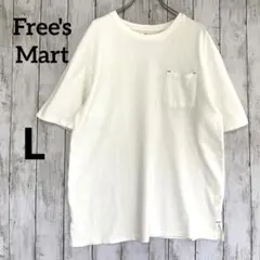 【フリーズマート】メンズ半袖白Tシャツ クルーネック 胸ポケット　シンプル無地L