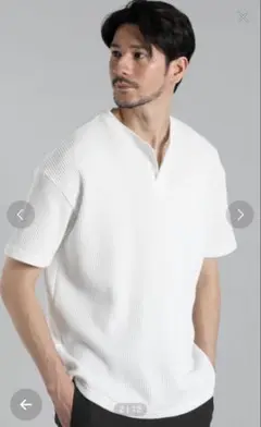 LANVIN en Bleu ヘンリーネック Tシャツ　ワッフル