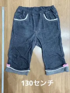 anyFAM リボン刺繍付きダークブルーハーフパンツ 100cm
