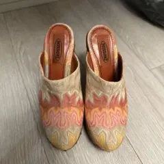 NISSON カラフル刺繍 高ヒールサボサンダル