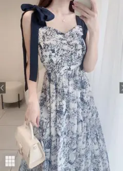 【未使用】GRL ショルダーリボン花柄ワンピース[pu33]