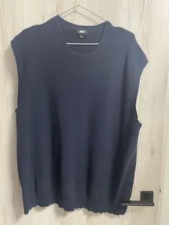 UNIQLO ネイビー　ウォッシャブルオーバーサイズニット
