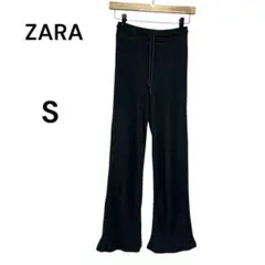 ZARA　 ザラ　リブパンツ　S リラックス　ウエストゴム　伸縮性抜群　ブラック