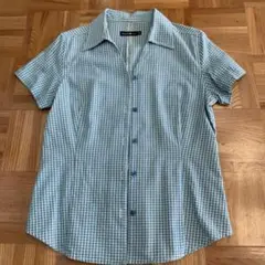 BALENO 半袖　チェック　シャツ　M 青