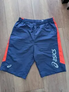 ASICS ネイビー/オレンジ ショートパンツ 2XL