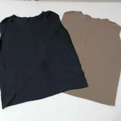 ノースリーブトップス 2色セット ブラック ブラウン