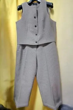 美品　ZARA チェック柄 ベージュ セットアップ　L