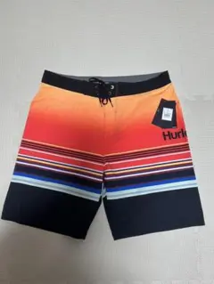Hurley メンズ 水着 オレンジ×黒 ボーダー 新品未使用タグ付き　32