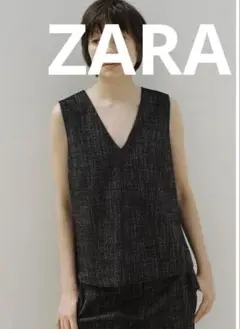 新品　ZARA トップス　ノースリーブ　テクスチャー素材