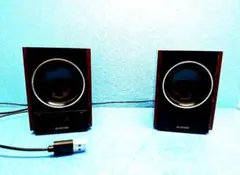 ELECOM エレコム PC用スピーカー ウッド調　USB接続 ブラウン