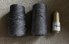 刺繍糸３個セット　シルバーラメ２個　ゴールドラメ１個