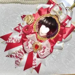 痛ロゼット ロゼット ハンドメイド 赤 白