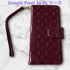 Google Pixel 3a XL花柄 ケース手帳型花柄型押しパープル未使用