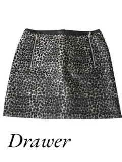 Drawersize36ドロワーレオパード柄シルク混ミニスカート