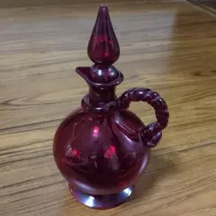 沖縄 琉球手作りガラス 大デキャンタ 赤 希少品