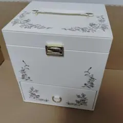 大容量 メイクボックス 花柄 鏡付き 化粧品収納 アクセサリーケース