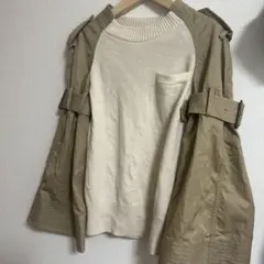 sacai トレンチベルスリーブ切替ニット アイボリー