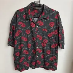 Hookano 半袖シャツ 花柄 黒