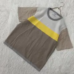 TAKEO KIKUCHI 半袖異素材カットソー ベージュ×イエロー 2