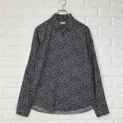 ナノユニバース【M】黒 花柄 長袖シャツ 総柄 メンズ カジュアルシャツ