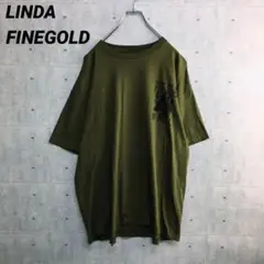 Z0037 LINDA FINEGOLD Tシャツ 緑 2XL　ビッグプリント