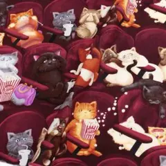 USAコットン　映画館ネコ　生地　タイムレストレジャー