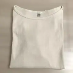 UNIQLO ユニクロ　リブボートネックt 5分袖　Ｌ オフホワイト