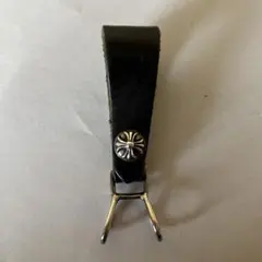 クロムハーツ Wベルトループ クロスボタン ブラック レザー