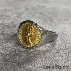 メキシカンジュエリー シルバー925 plated ゴールド コインリング