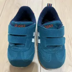 ASICS ベビーシューズ 青色 ベルト付き