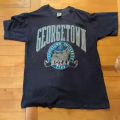 USA製 袖シングルステッチ Tシャツ ネイビー ビンテージ　古着　L