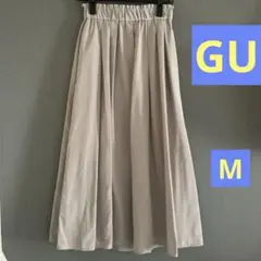 【GU】タフタ フレアミディスカート M ライトグレー　336869