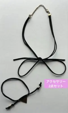 リボン型チョーカー 三角形チャームブレスレット