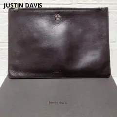 美品 ジャスティンデイビス クラッチバッグ レザー ポーチ ブラック 箱付き
