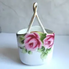 【美品】薔薇柄陶器小物入れ　ペン立て　カラトリー立て　ロココ