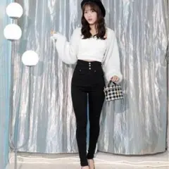 ミシェルマカロン NEW美脚スキニーデニムハイウエスト ブラック
