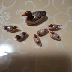 お値下げ　可愛い　アヒルの親子 置物 7羽