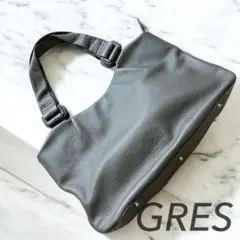 GRES グレ レザー ショルダー バッグ 本革 A4対応 グレー