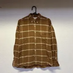 ブラウン チェック柄 ネルシャツ Mサイズ