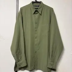 PURITAN ポリ レーヨンシャツ グリーン系 長袖 US古着 L