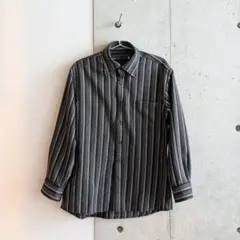 古着 MACCHIO ストライプシャツ 厚手 ブラック