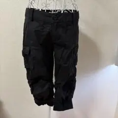 【L】アフリカタロウケる　ブラックカーゴパンツ クロップド丈