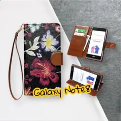 Galaxy Note8 手帳ケース カバー 保護フィルム ストラップ付き