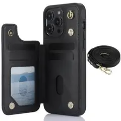 新品：iPhone15PRO ファスナー付きケース、スタンド付き、カード収納