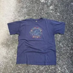 90s USA製 MICKEY 半袖 Tシャツ 刺繍 ナス紺 シングルステッチ
