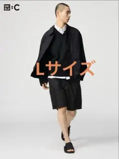 新品 UNIQLO C ワイドフィットカーゴショーツ 黒 L ユニクロ