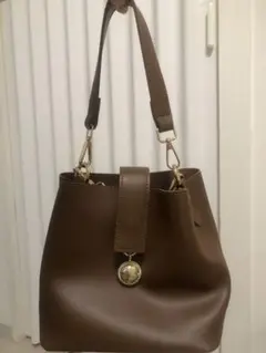 ブラウン バケツ型 ショルダーバッグ